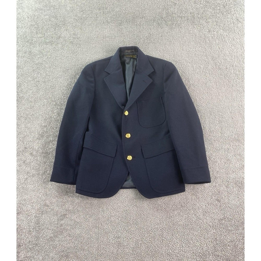 Vintage Brooks Brothers Blazer Boys 13 R Navy University Designer Golden Button